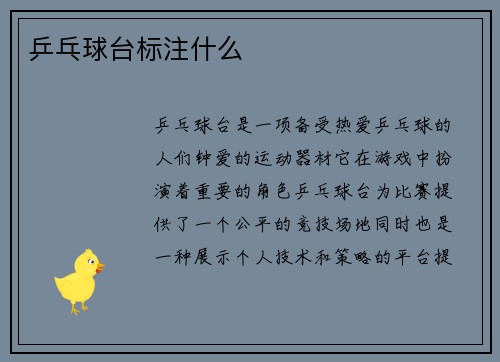 乒乓球台标注什么