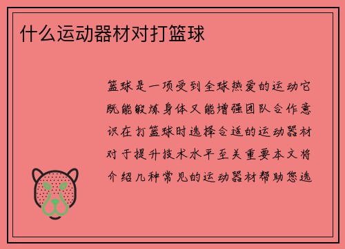 什么运动器材对打篮球